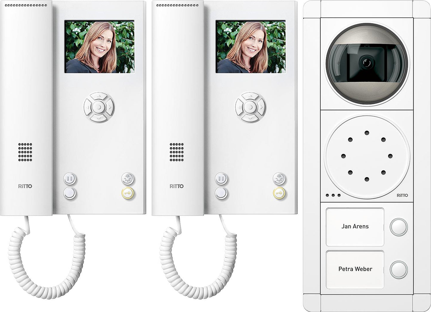 Ritto Portier Video Door Intercom System, 2 Units, White/White