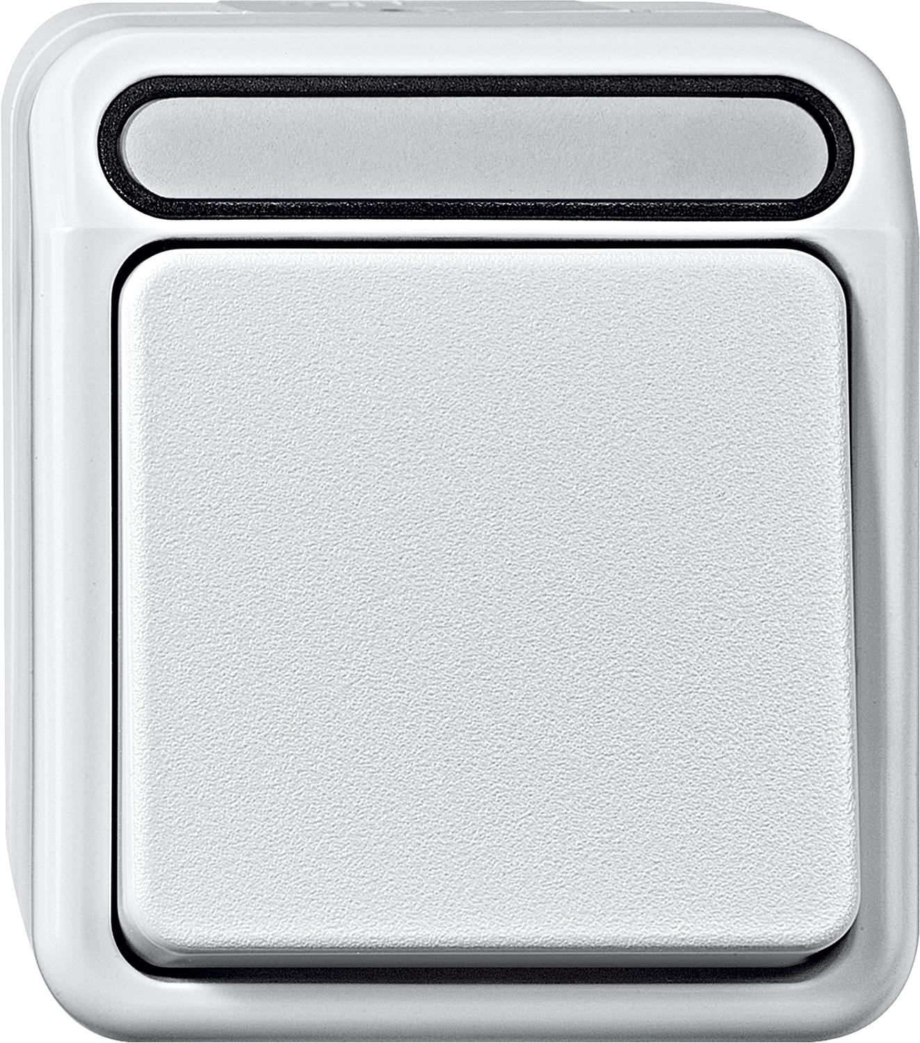Merten Aquastar IP44 surface-mounted rocker switch, changeover, polar white, 1 piece