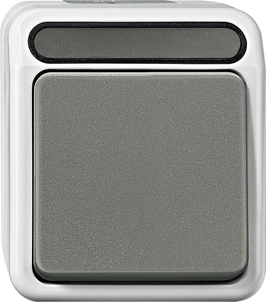 Merten Aquastar IP44 surface-mounted rocker switch, 1-pole, light grey, replaceable, 1 piece