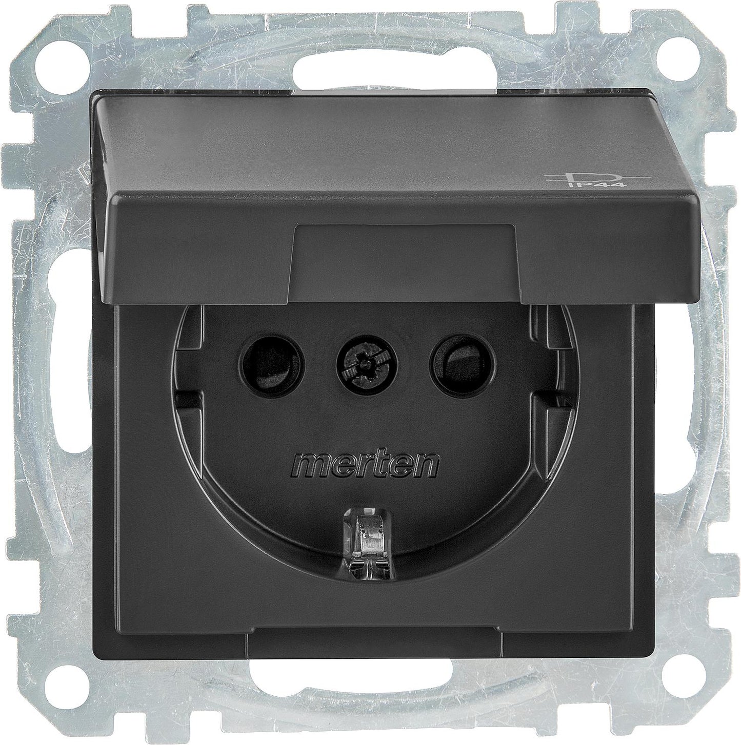 Schuko-Steckdose, System M, mit Klappdeckel und Kinderschutz