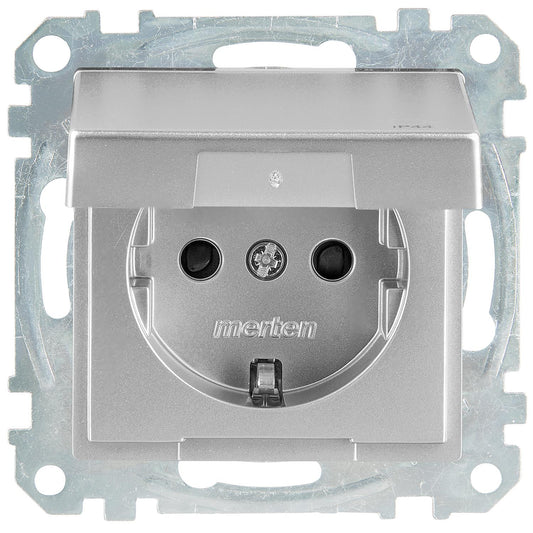 Schuko-Steckdose, System M, mit Klappdeckel und Kinderschutz