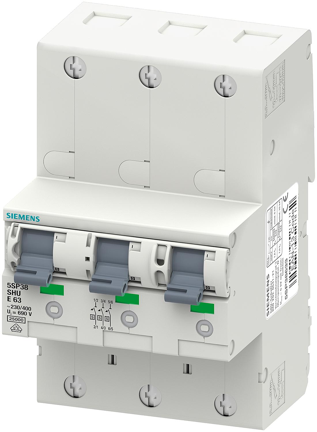 Main circuit breaker (SHU) 3x1-pole, E35, 400V