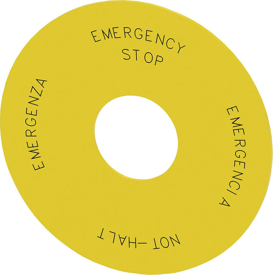 Unterlegschild rund,für Not-Halt- Pilzdrucktaster, gelb 3SU1900-0BC31-0NB0