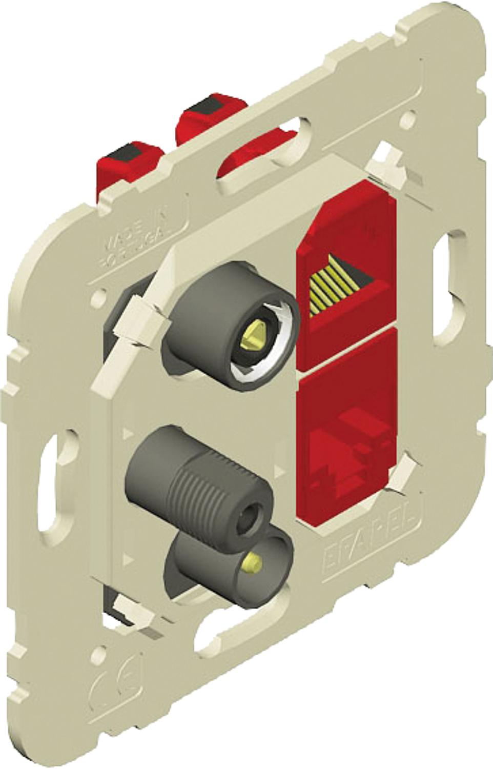Multimedia socket (R-TV-SAT-2xRJ Cat.6), end socket, flush-mounted
