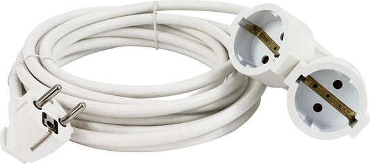 Protective contact extension cord with double coupling, 3m, white