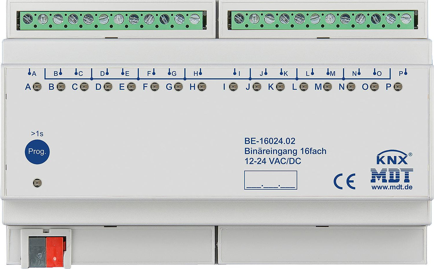 MDT DIN rail mounting device, 4-channel binary input, 24V AC/DC input