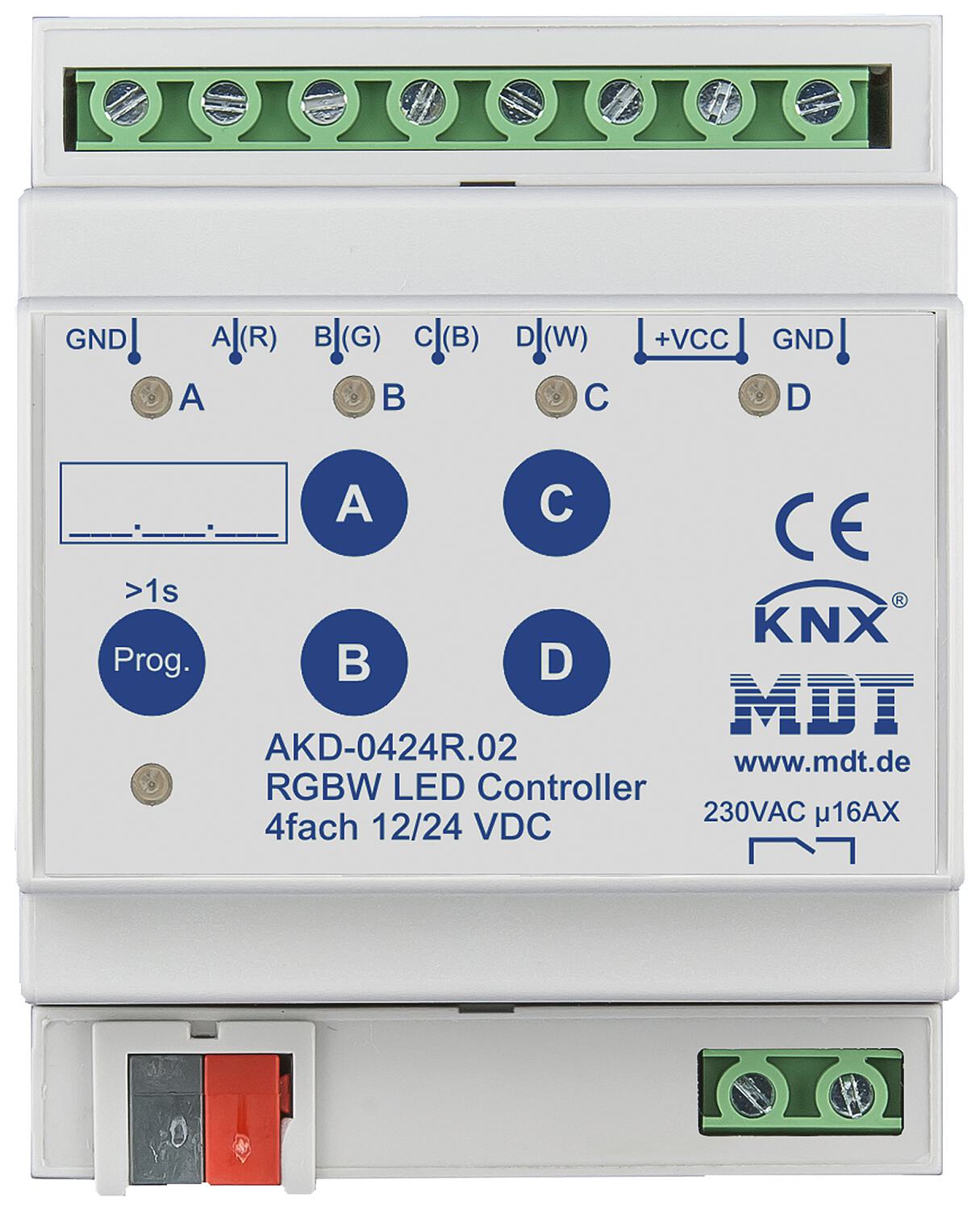 Reiheneinbaugerät LED Controller 4-Kanal 4/8 A, RGBW, 4TE, REG