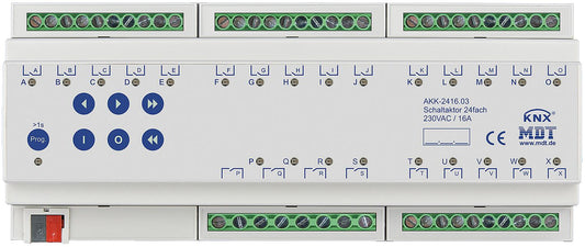 DIN rail mounting device, 24-channel switching actuator, 12TE, DIN rail, 16 A, 230 V AC, compact, 70 µF, 10 electronic ballasts
