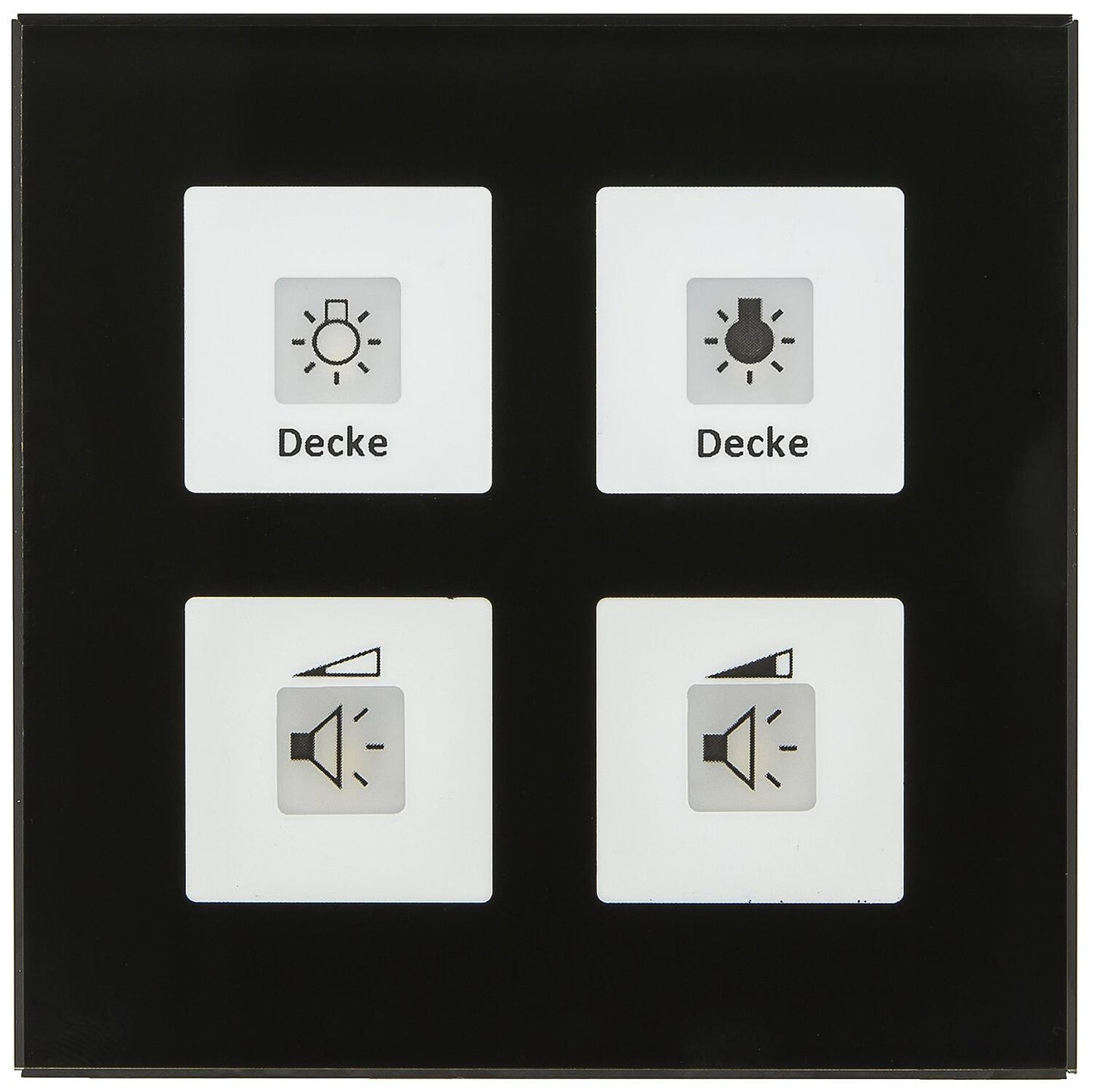 Glass touch switch Plus without temperature sensor, 4-gang, black