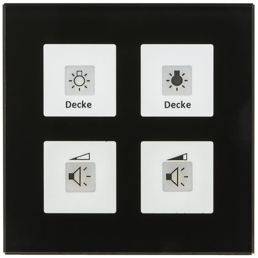 Glass touch switch Plus without temperature sensor, 4-gang, black