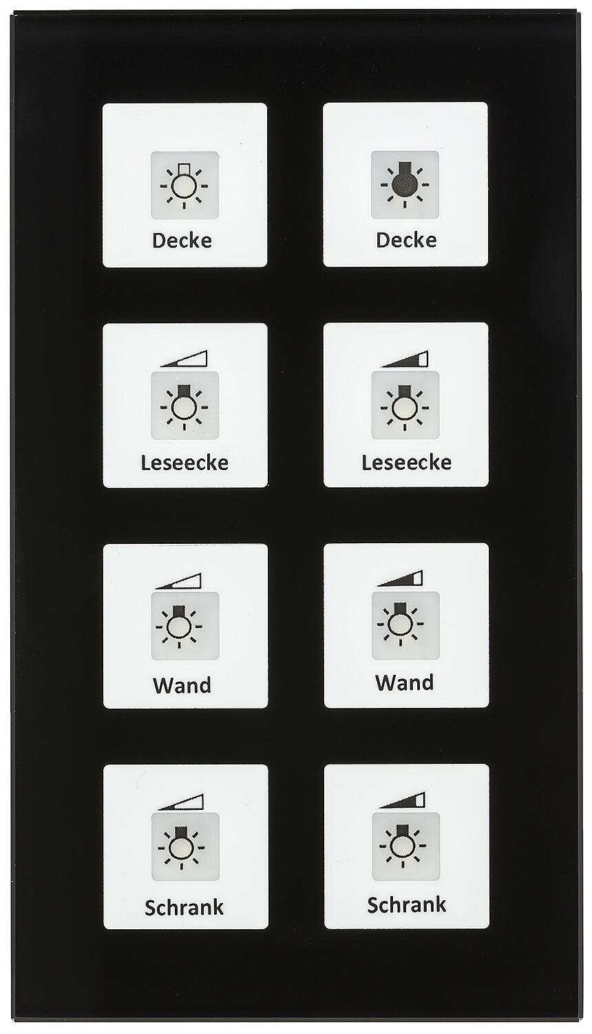 Glass touch switch Plus without temperature sensor, 4-gang, black