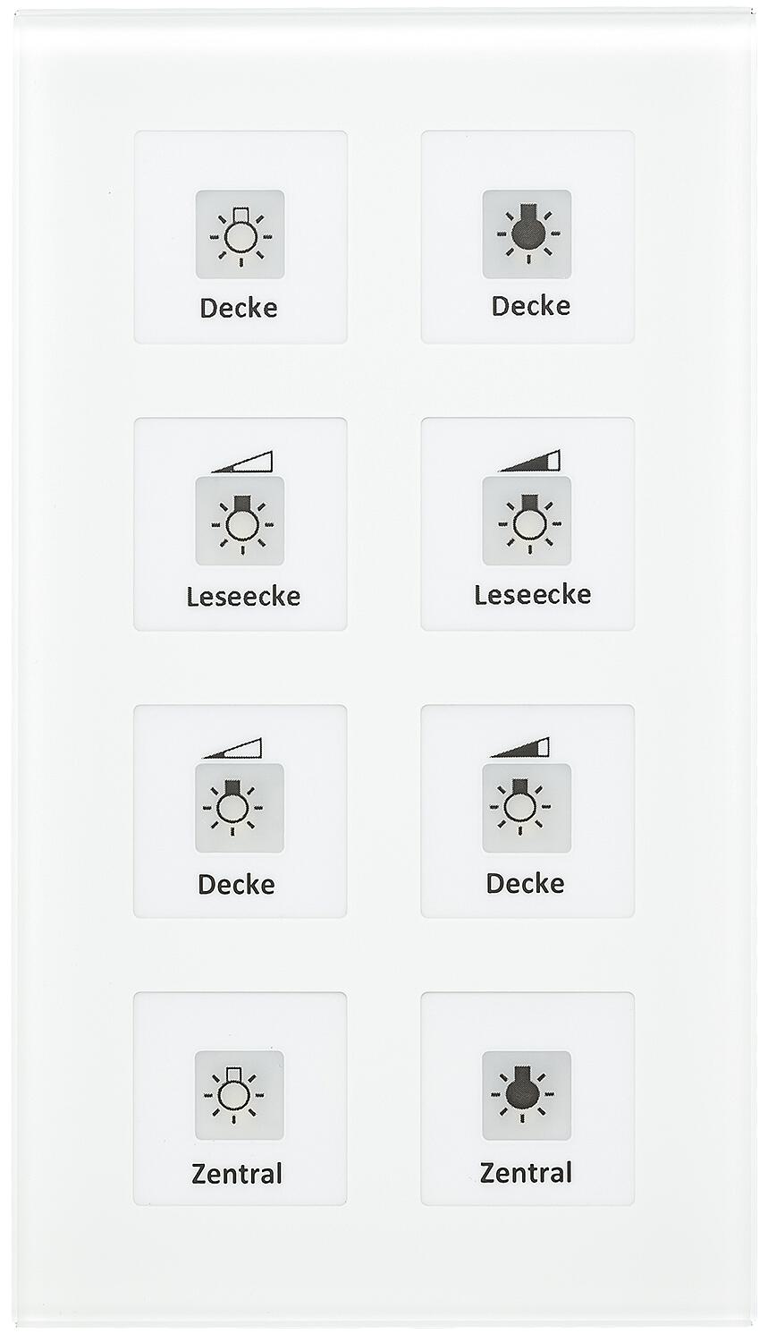 Glass touch switch Plus without temperature sensor, 4-gang, black