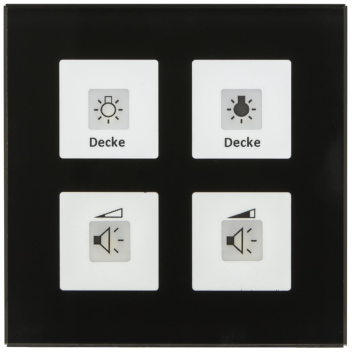 KNX RF+ Wireless Glass Push Button Plus 4-gang with Actuator, Black