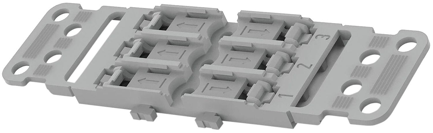 Wago Befestigungsadapter 1-fach mit Zugentlastung für Durchgangsverbinder mit Hebel 221-2501, für Schraubbefestigung, VPE 25