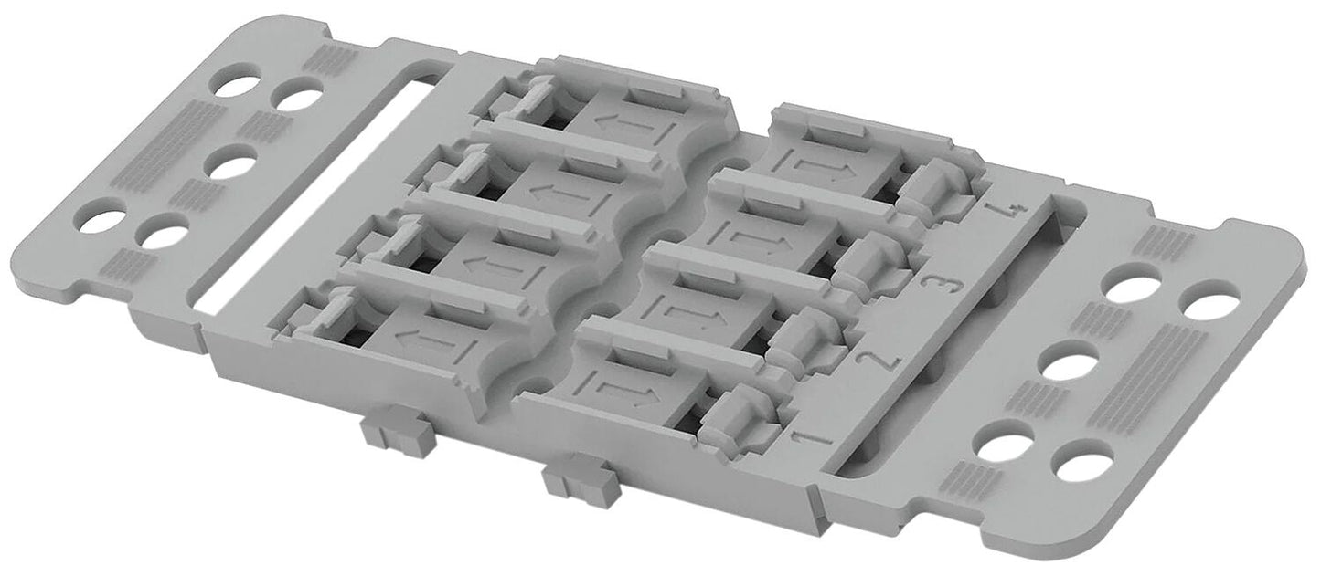 Wago Befestigungsadapter 1-fach mit Zugentlastung für Durchgangsverbinder mit Hebel 221-2501, für Schraubbefestigung, VPE 25