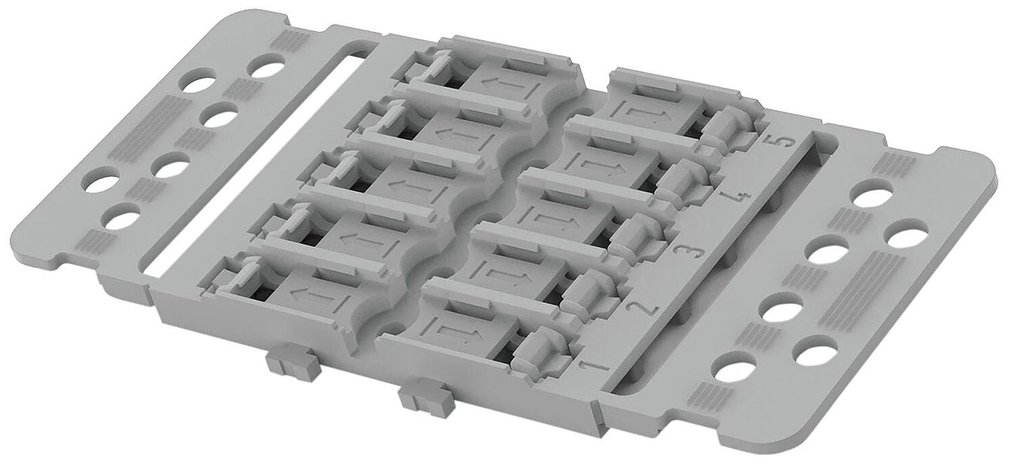 Wago Befestigungsadapter 1-fach mit Zugentlastung für Durchgangsverbinder mit Hebel 221-2501, für Schraubbefestigung, VPE 25
