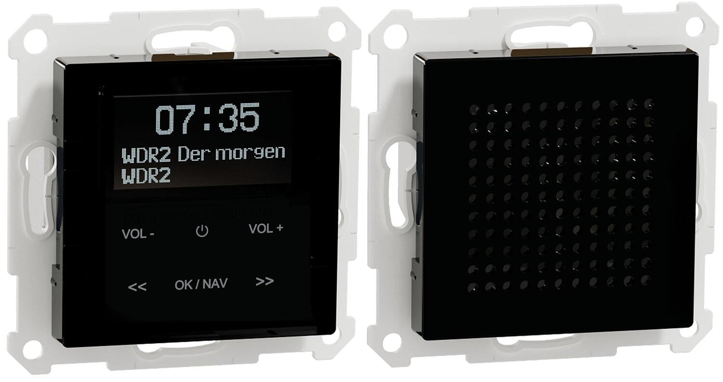 Unterputz DAB+ Radio mit Bluetooth inklusive Lautsprecher, Farbe Schwarz für System M