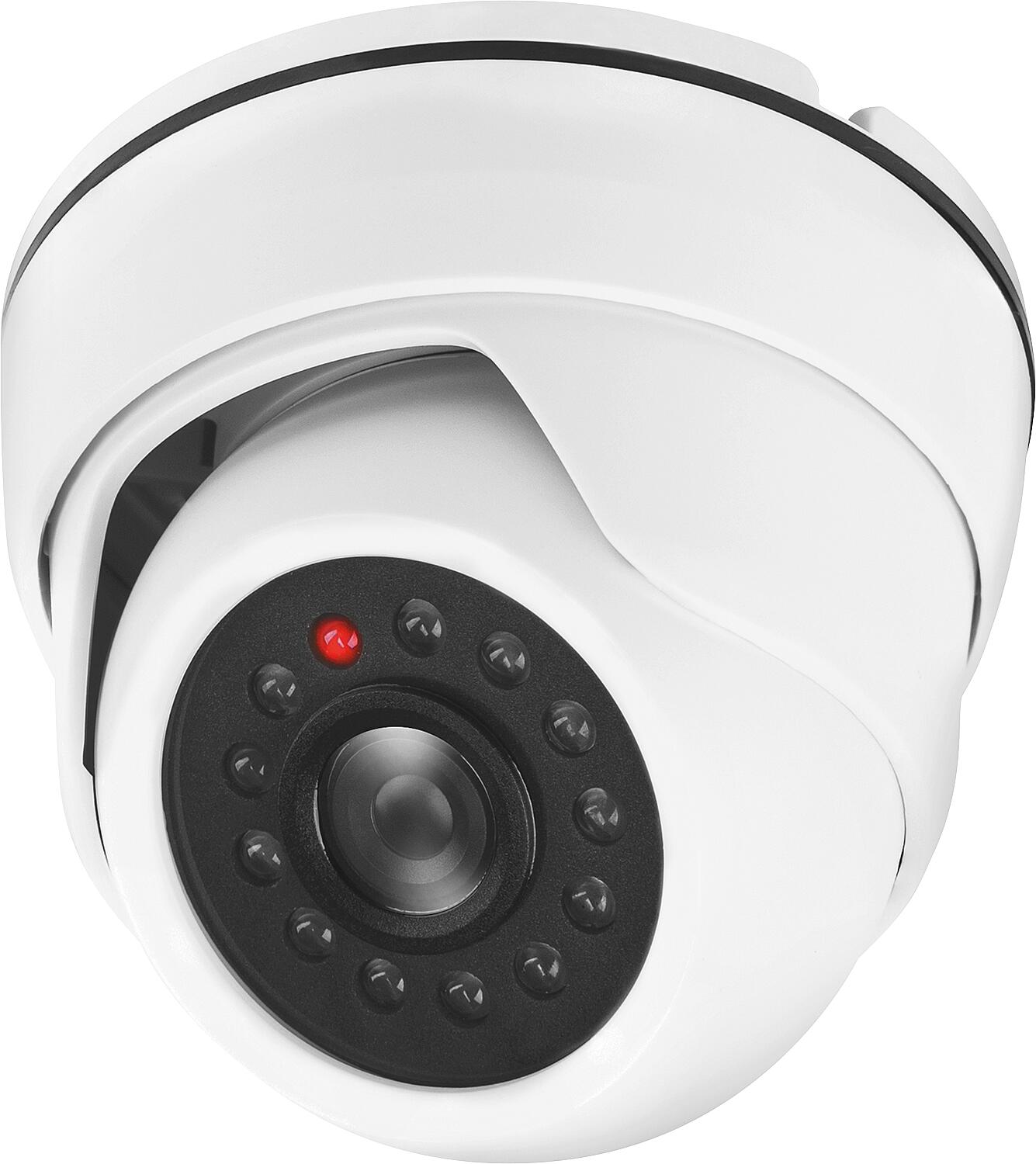 Indoor dome camera dummy KA09, with LED flashing light including warning sticker