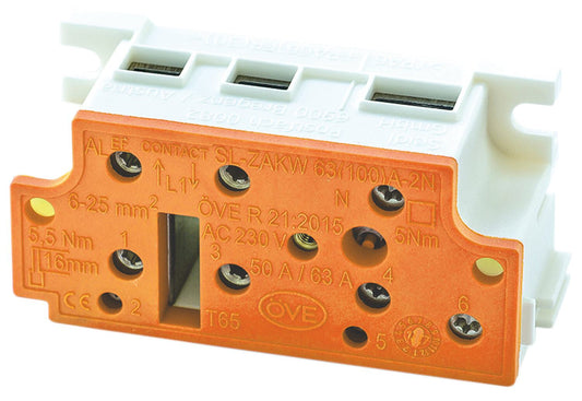 KDK Zähler-Installationsklemme, 63A, 1Phasig, 2 Neutralleiter
