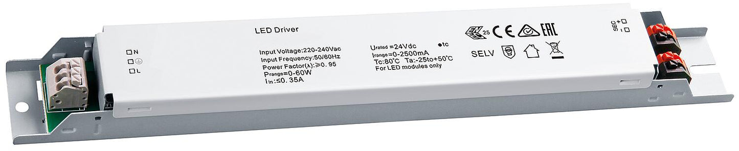 LED power supply CV 24V DC 0-30W 0-1.25A non-dimmable IP20 linear
