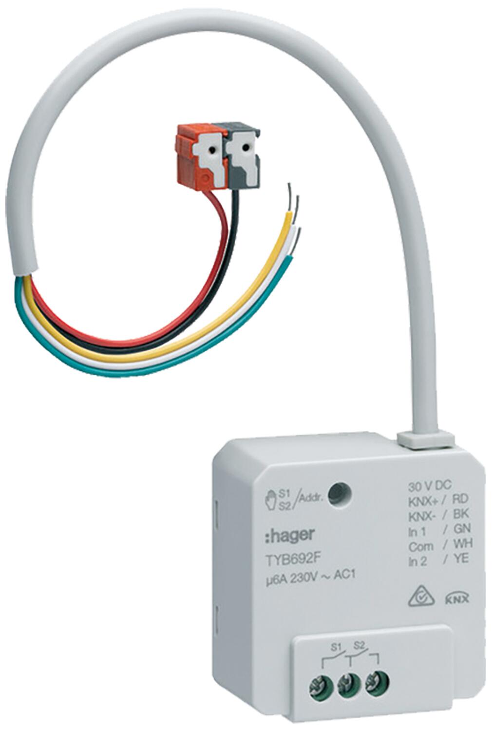 Hager Schaltaktor Jalousieaktor 2/1-fach 6A KNX UP TYB602F