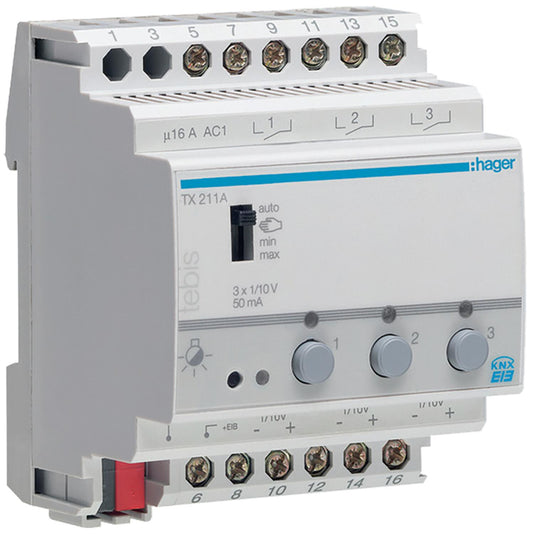 Hager Schaltaktor Dimmaktor 3-fach KNX REG TX211A
