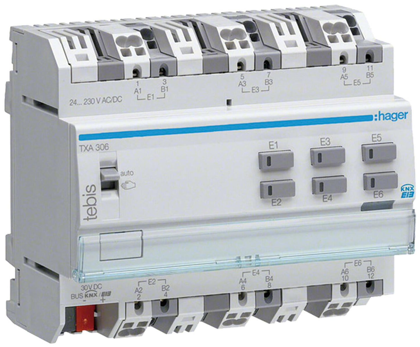 Entrées binaires Hager 230 V KNX, montage sur rail DIN