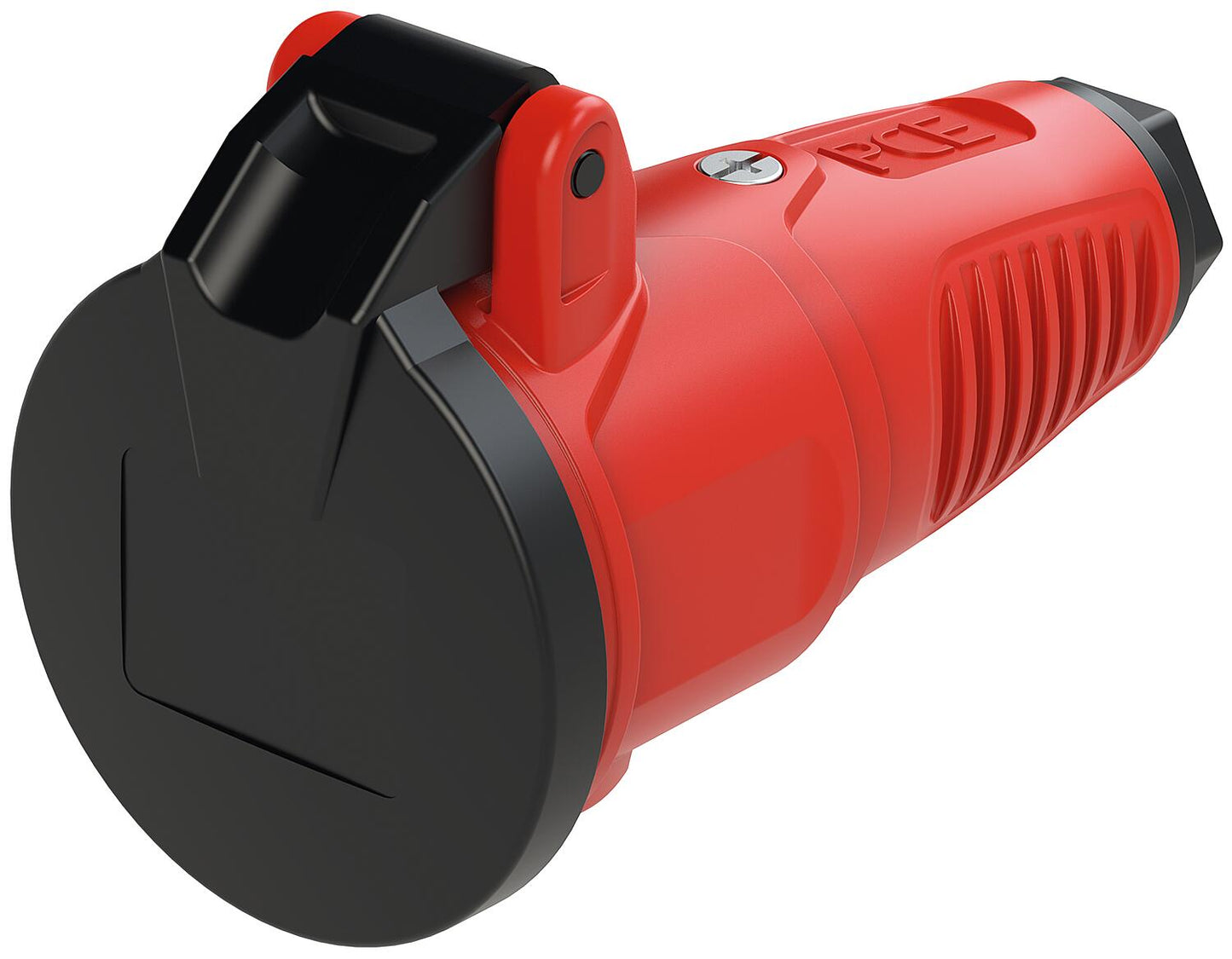 Protective contact coupling with hinged cover, solid rubber (blue/black)