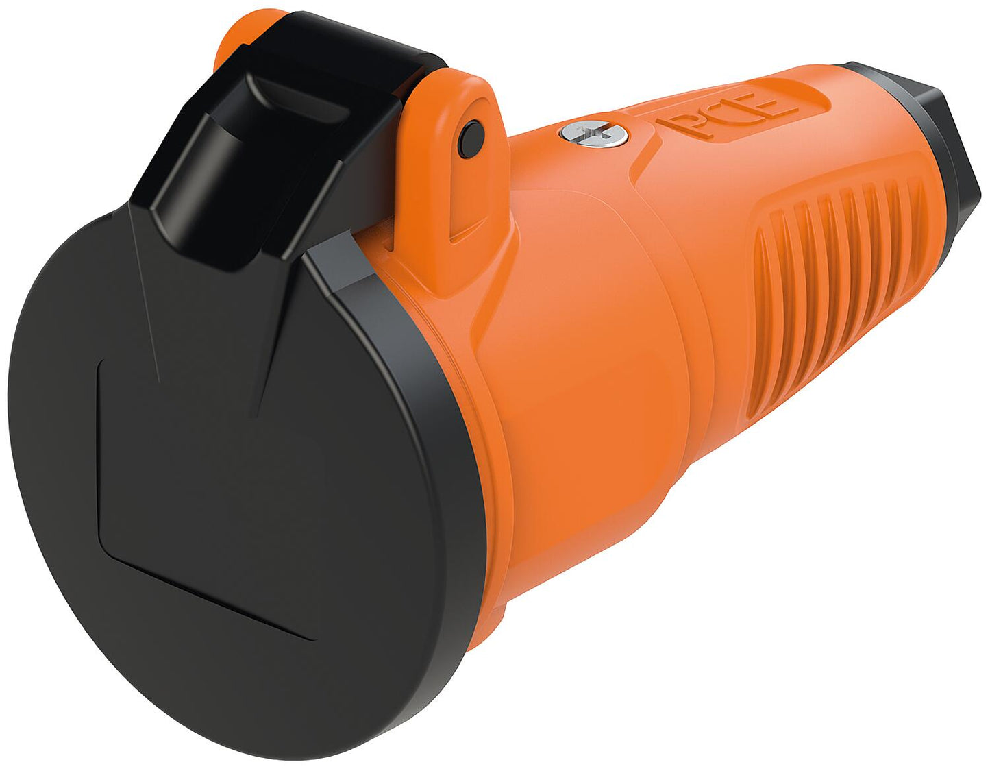 Protective contact coupling with hinged cover, solid rubber (blue/black)