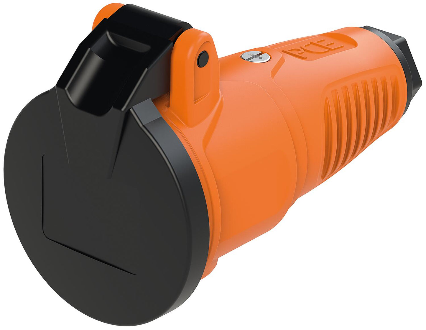 Protective contact coupling with hinged cover, solid rubber (blue/black)