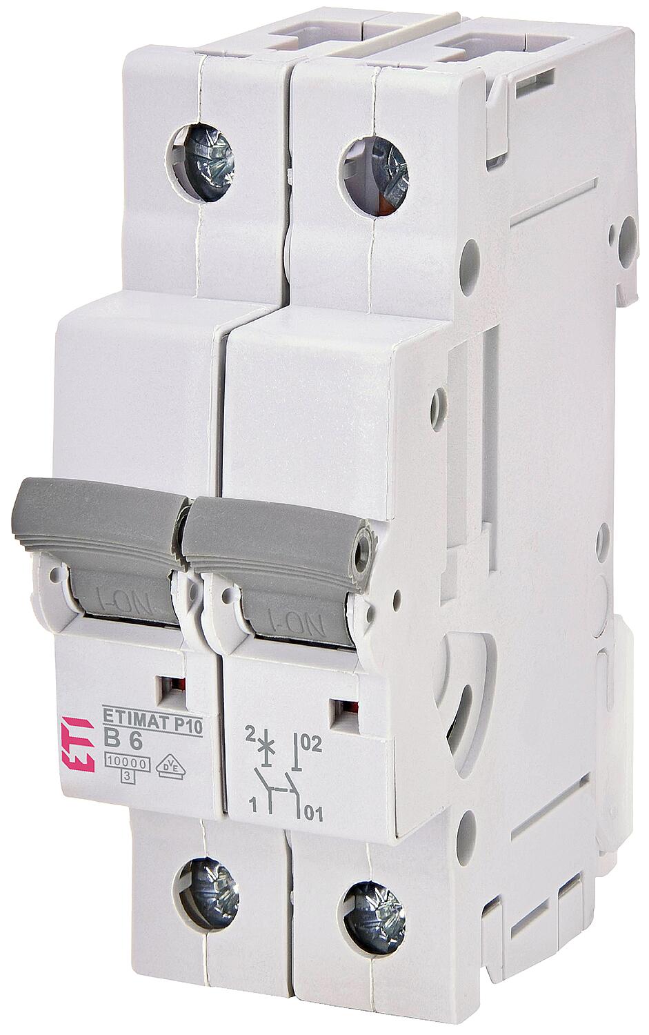 ETI miniature circuit breaker ETIMAT P10 1-pole + N, 10kA, B6, DIN rail mount