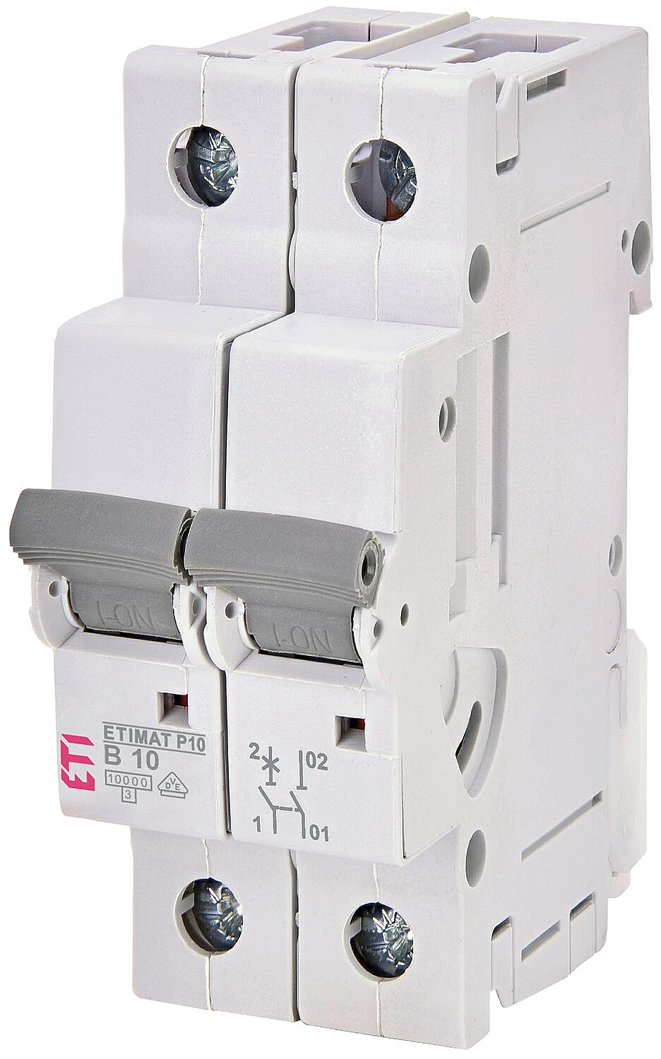 ETI miniature circuit breaker ETIMAT P10 1-pole + N, 10kA, B6, DIN rail mount