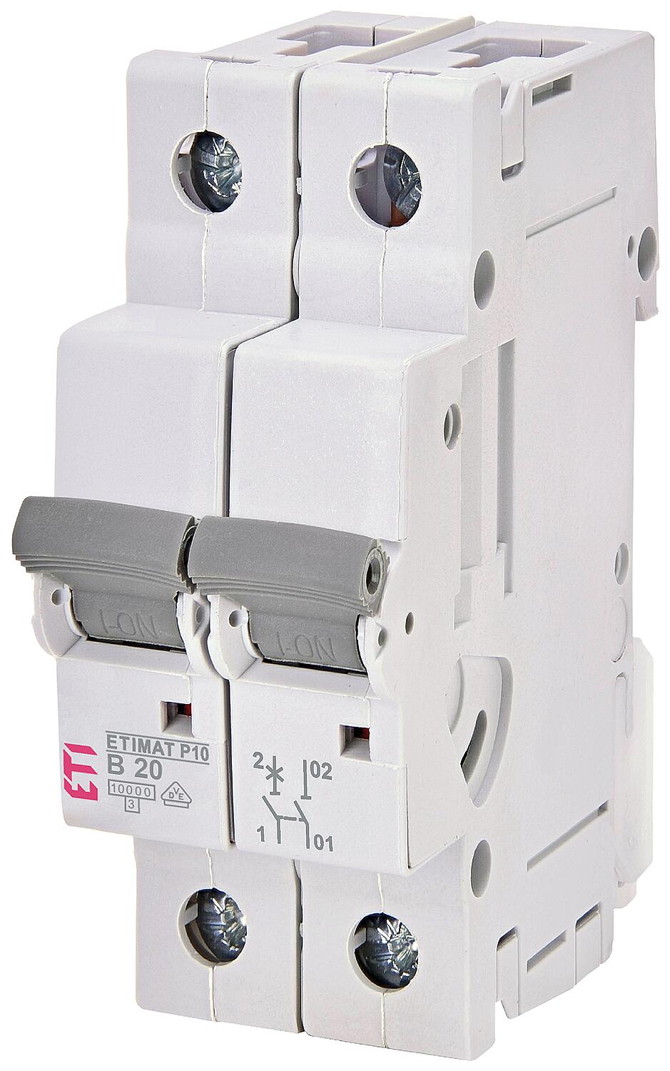 ETI miniature circuit breaker ETIMAT P10 1-pole + N, 10kA, B6, DIN rail mount