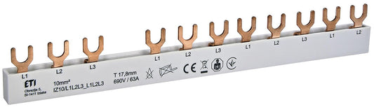 ETI Kupferschiene, Phasenschiene, 3-polig, IZ10/L1L2L3_L1L2L3