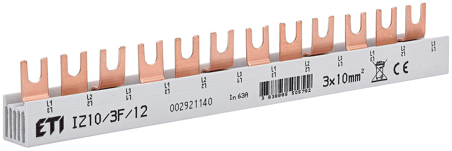 ETI Insulated Busbar, IZ10/3F/12, 3-pole