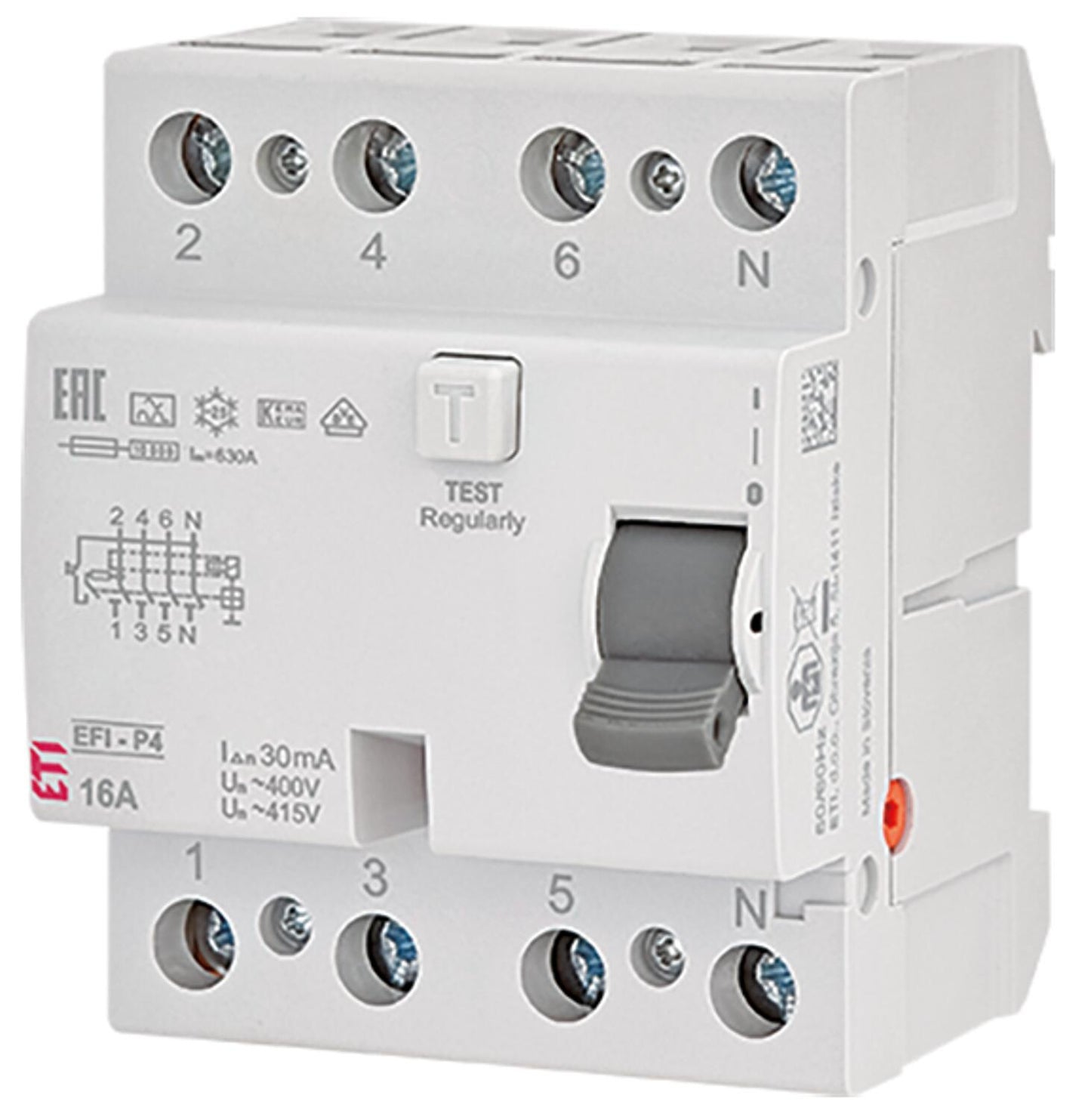 ETI residual current circuit breaker EFI-P4 NL, 4-pole, 25A, 0.03A, type A, instantaneous