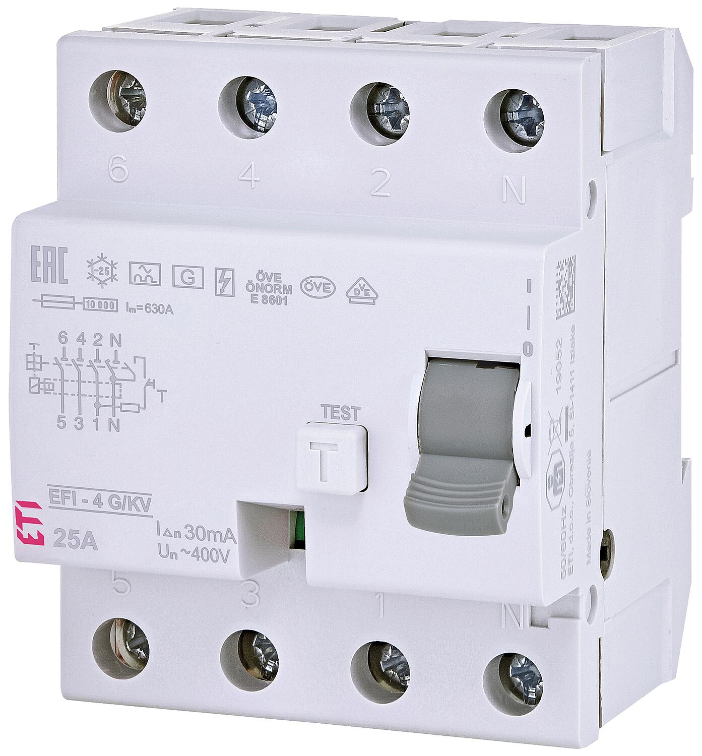 Residual current circuit breaker EFI-4, 4-pole, 40A, 30mA, type A, short-time delayed