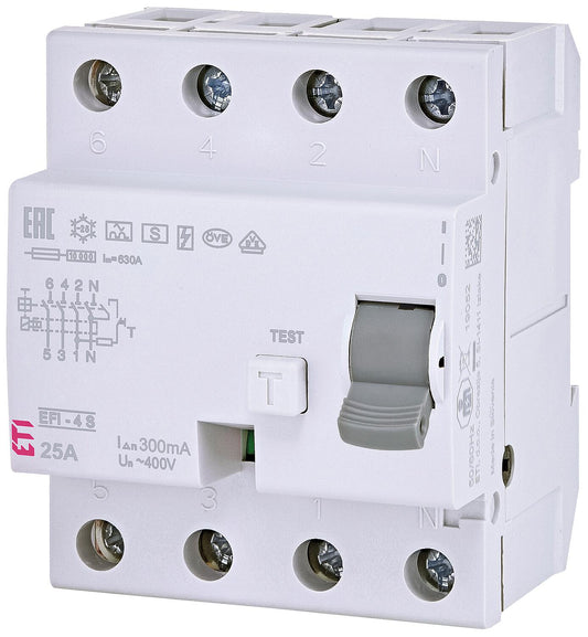 Residual current circuit breaker EFI-4, 4-pole, 40A, 300mA, type A, selective