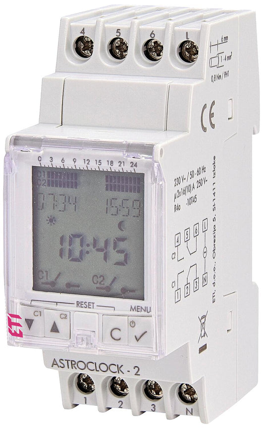 ETI digital time relay ASTROCLOCK-2, DIN rail mount