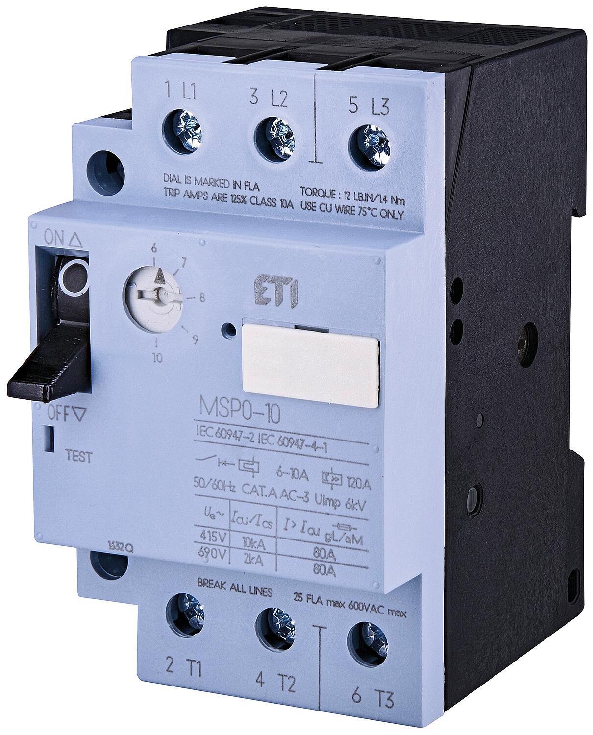 ETI motor protection switch MSP0-0.6, DIN rail mount