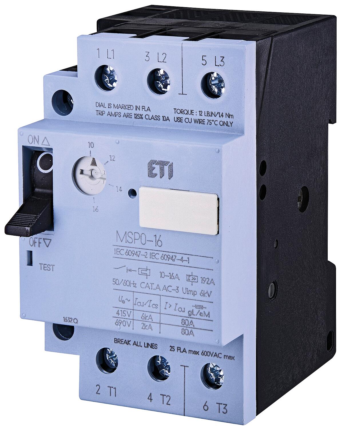 ETI motor protection switch MSP0-0.6, DIN rail mount