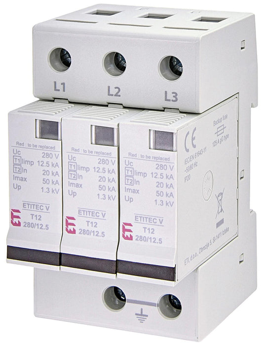 ETI surge arrester ETITEC V T12 280/12.5 3+0 RC, REG