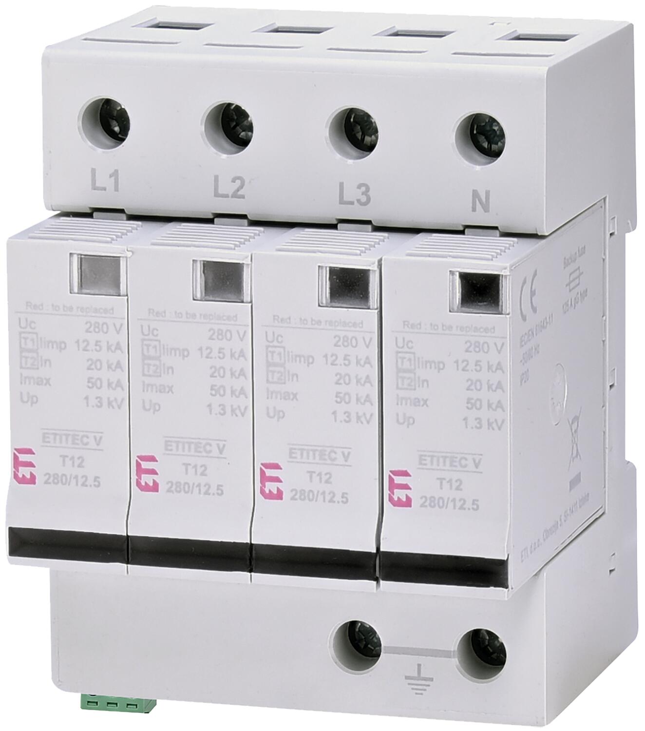 ETI surge arrester ETITEC V T12 280/12.5 3+0 RC, REG