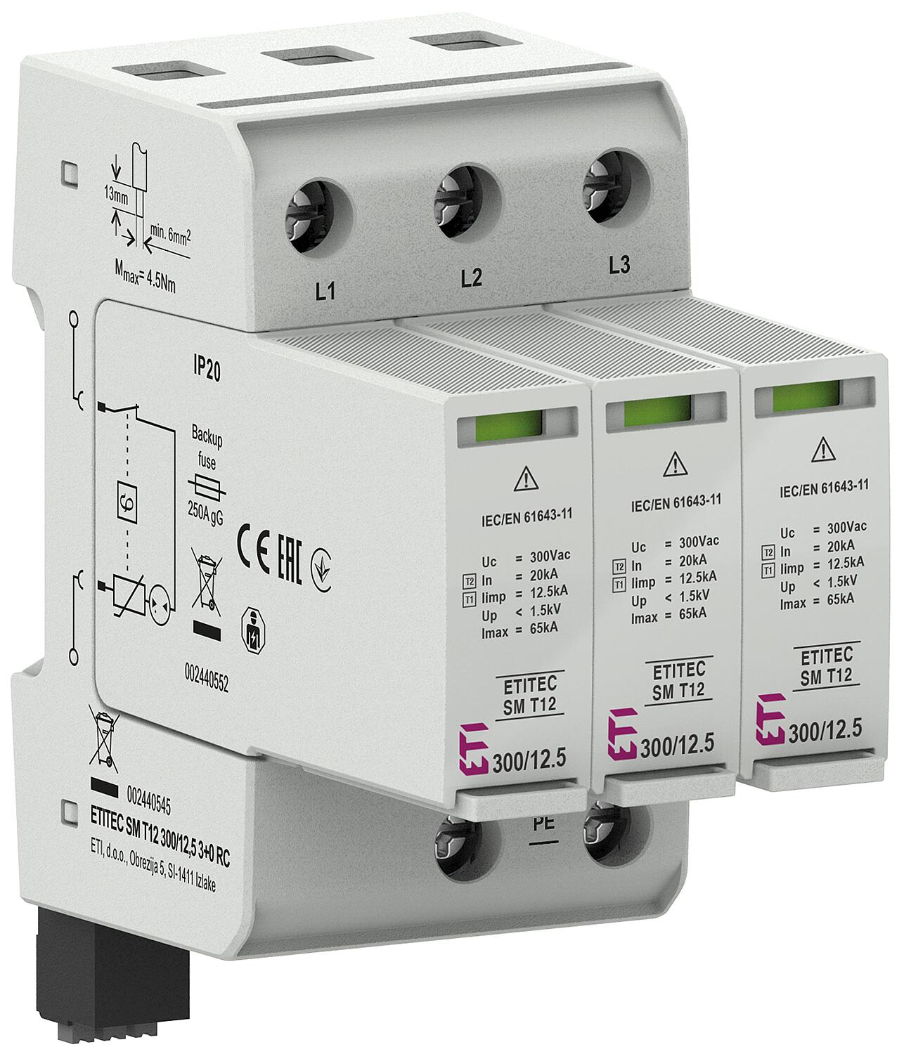 Parafoudre combiné ETI ETITEC SM T12 300, REG