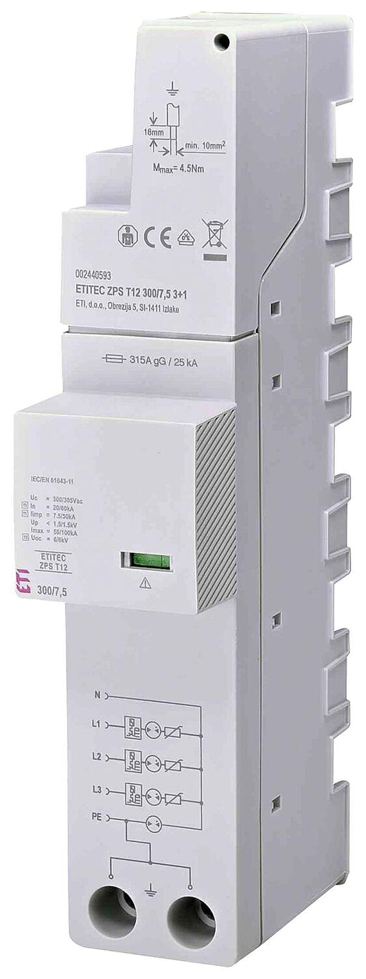 ETI surge protection ETITEC ZPS T12 300/12.5 3+0 RC, REG