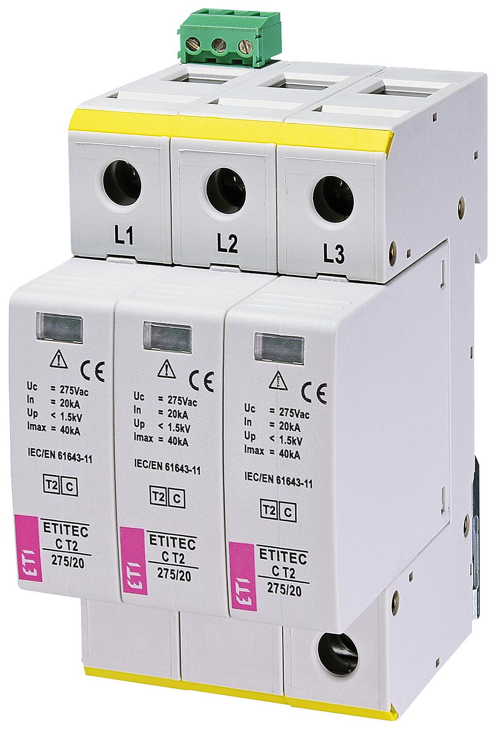 ETI surge arrester ETITEC C T2 275/20 3+0 RC, REG
