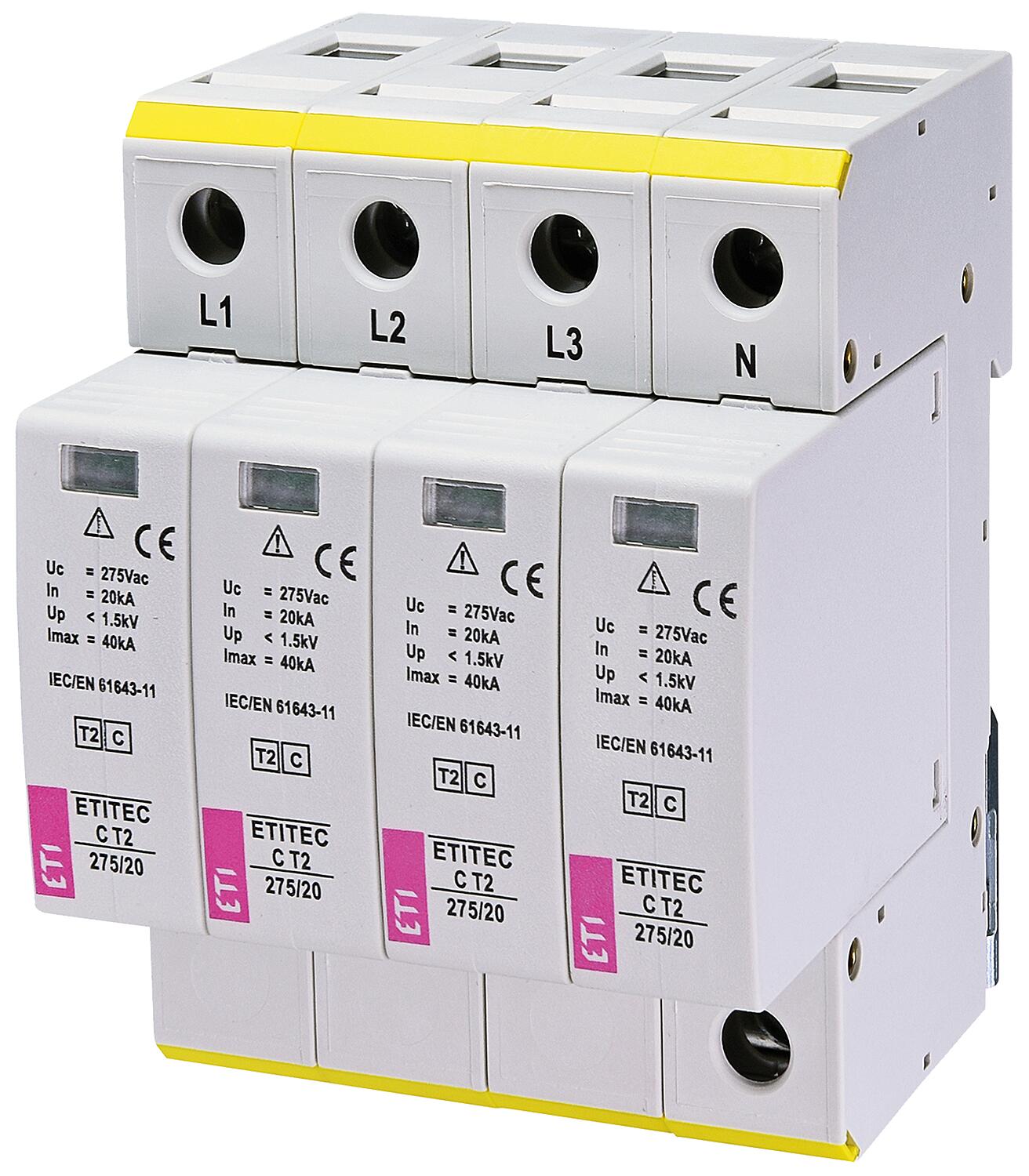 ETI surge arrester ETITEC C T2 275/20 3+0 RC, REG