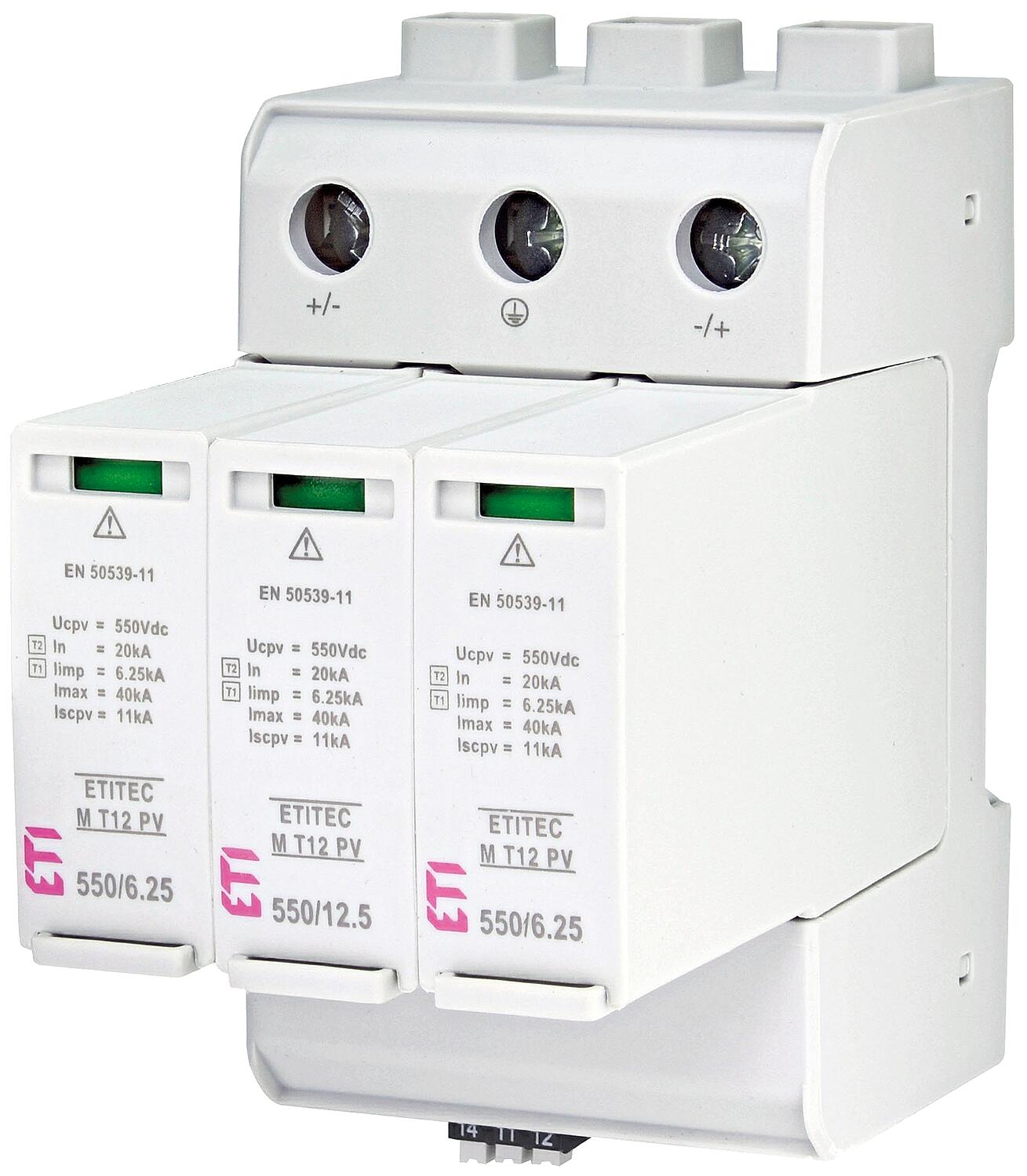 ETI combination arrester for PV, ETITEC M T12 PV 1100/12.5 Y RC, REG