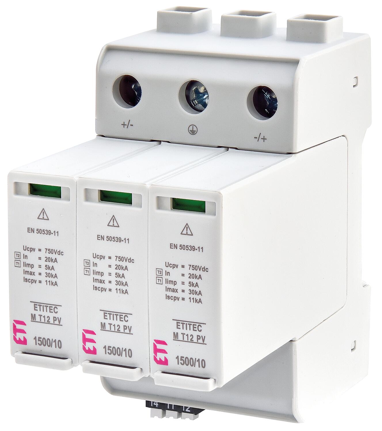ETI combination arrester for PV, ETITEC M T12 PV 1100/12.5 Y RC, REG
