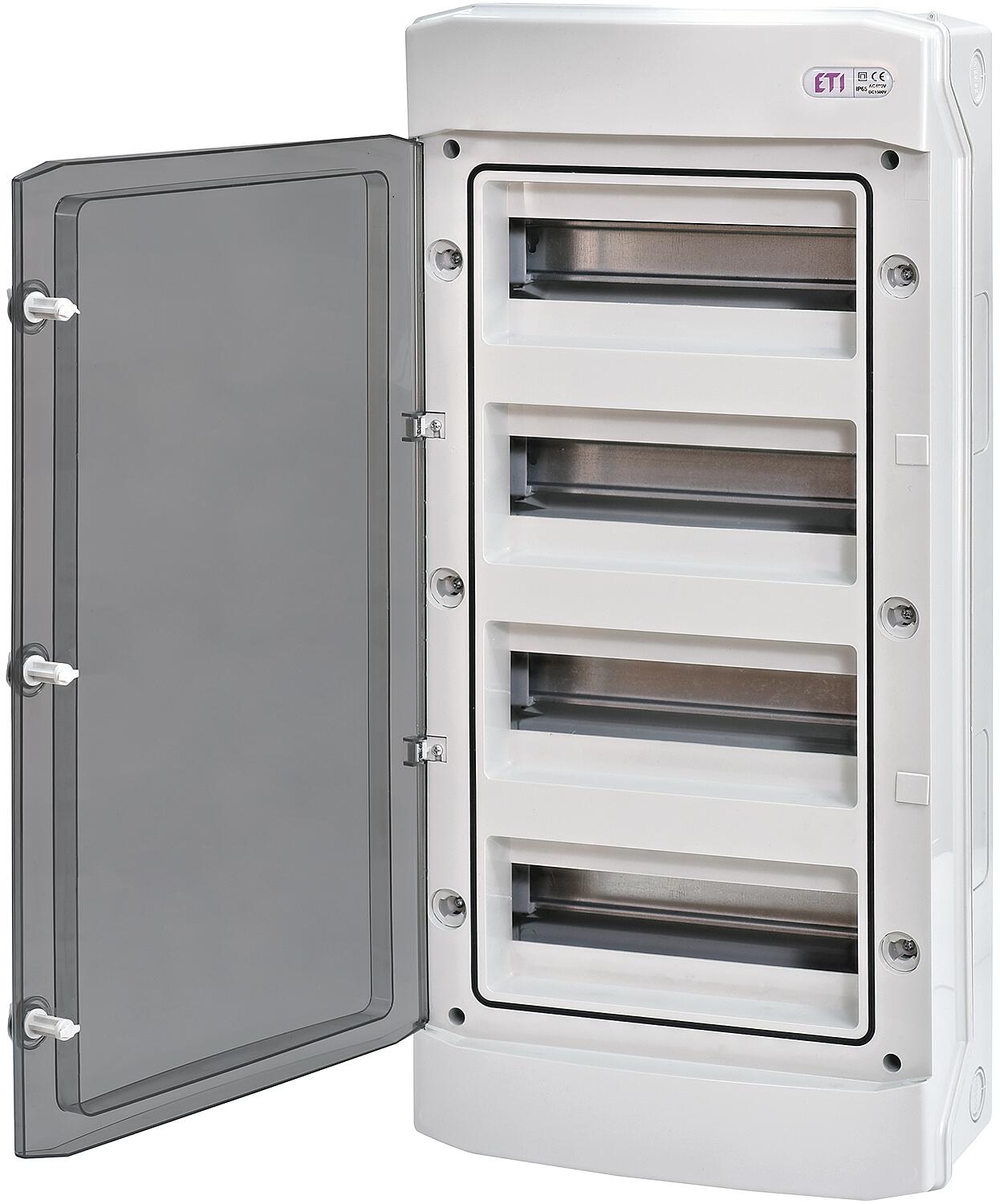 Surface-mounted distribution box ECH-4G, 1 row, 4 modules, suitable for damp locations IP65